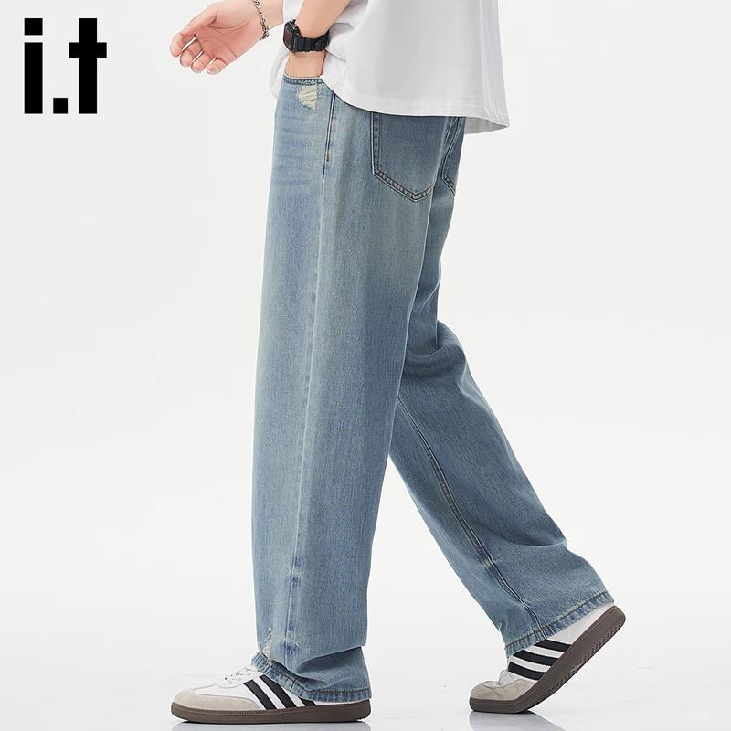 Izzue It Men's American High Street Lyocell Tencel Straight Jeans