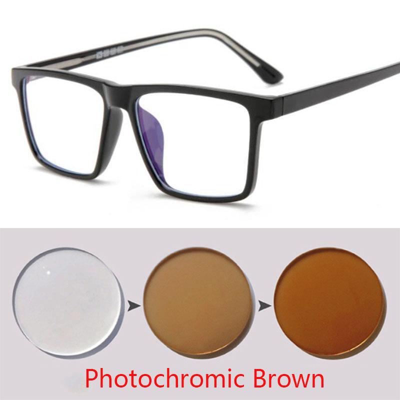 Übergroße quadratische Myopie-Brille Anti-Blaulicht Großer Rahmen Korrektionsbrille für Kurzsichtige 0 -0.5 -0.75 bis -6.0