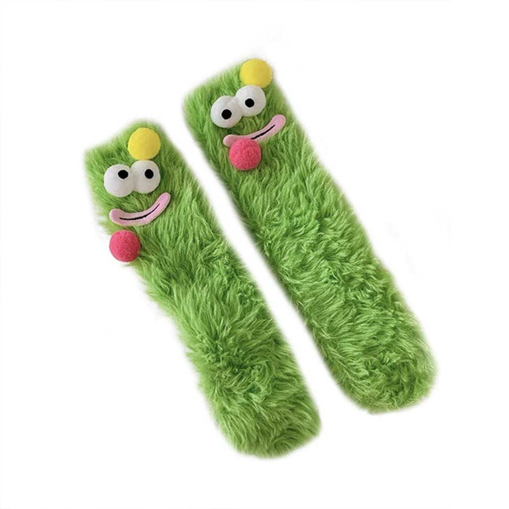 

1-2 пары носков Kawaii Monster, коралловые бархатные зимние теплые забавные носки, носки для сна для женщин, девочек, детей, пушистые домашние чулки