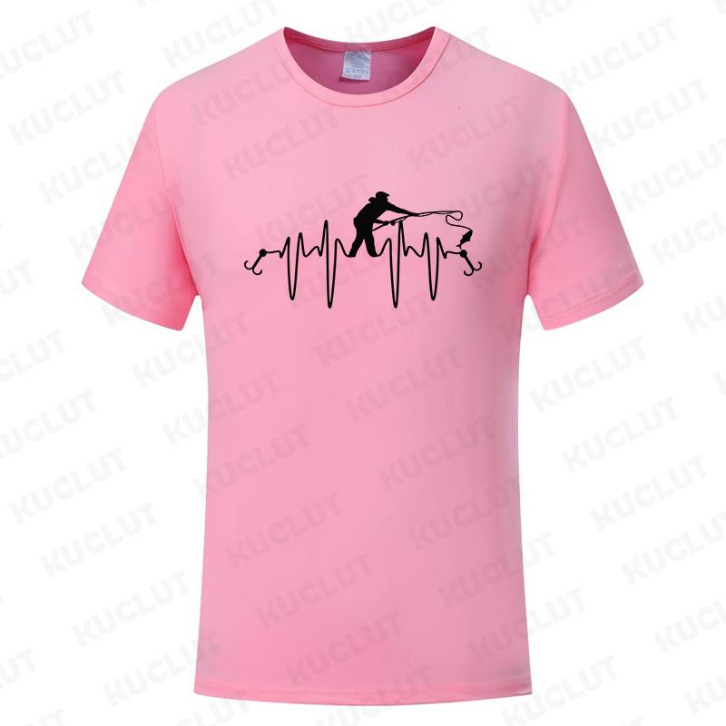 Fishing ECG Mens Tshirt Funny Design Graphic Y2k Tops Summer Male Clothing O Neck Short Sleeve Tees Gifts for Fishing Lovers