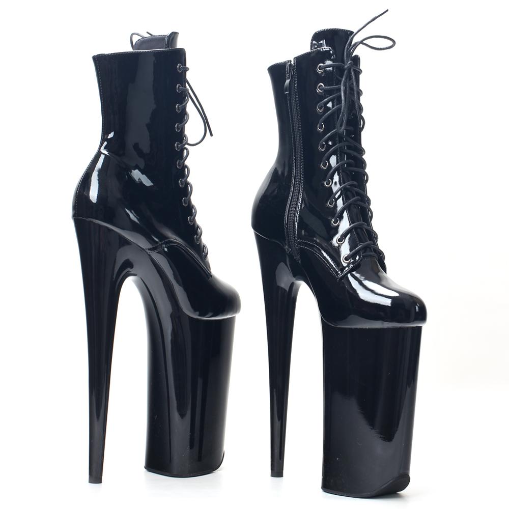 10" Heel And 6 3/4"(26CM) Platform Extreme High top Heels Pole Dancing Lace up Ankle In Stock Foot Protection