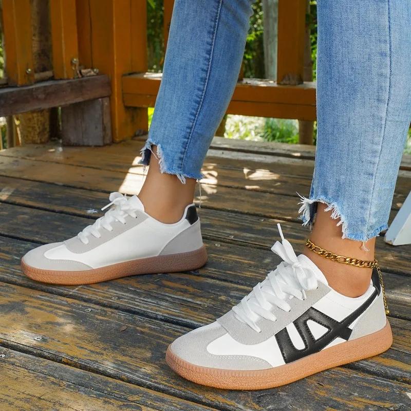 Fashion 2025 New Design Fashion Casual Shoes Lace Up Sneakers for Women Round Head Design Comfortable Sport Shoes