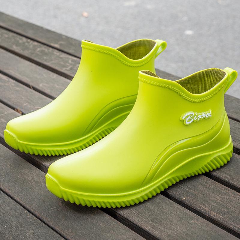 

Модные короткие дождевые ботинки мужские уличные повседневные водонепроницаемые ботинки нескользящие износостойкие резиновые сапоги с низким голенищем рабочие резиновые ботинки 44 зелёный