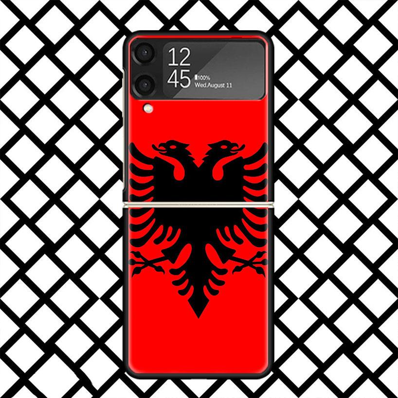 Albania Flag Phone Case For Samsung Z Flip 7 6 5 4 3 Galaxy ZFLIP7 ZFlip6 5G Flip5 Flip4 Flip3 5g Black Hard Cover