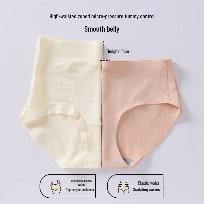 Tingmei Women's High-Waist Lace Seamless Briefs (3-Pack)