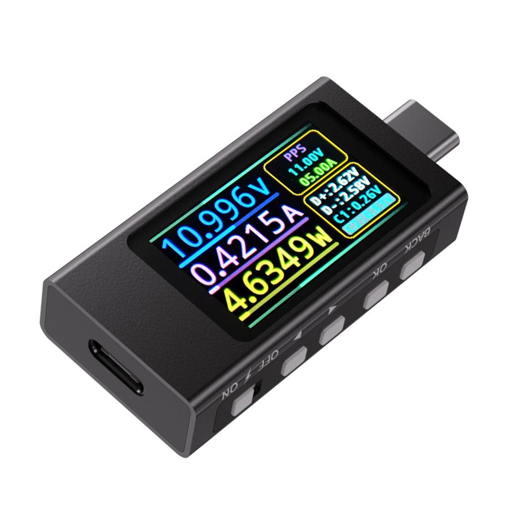 Portable USB C Protocol Analyzer Voltage Current Tester Real Time Monitoring Aluminum Digital Ammeter Voltmeter
