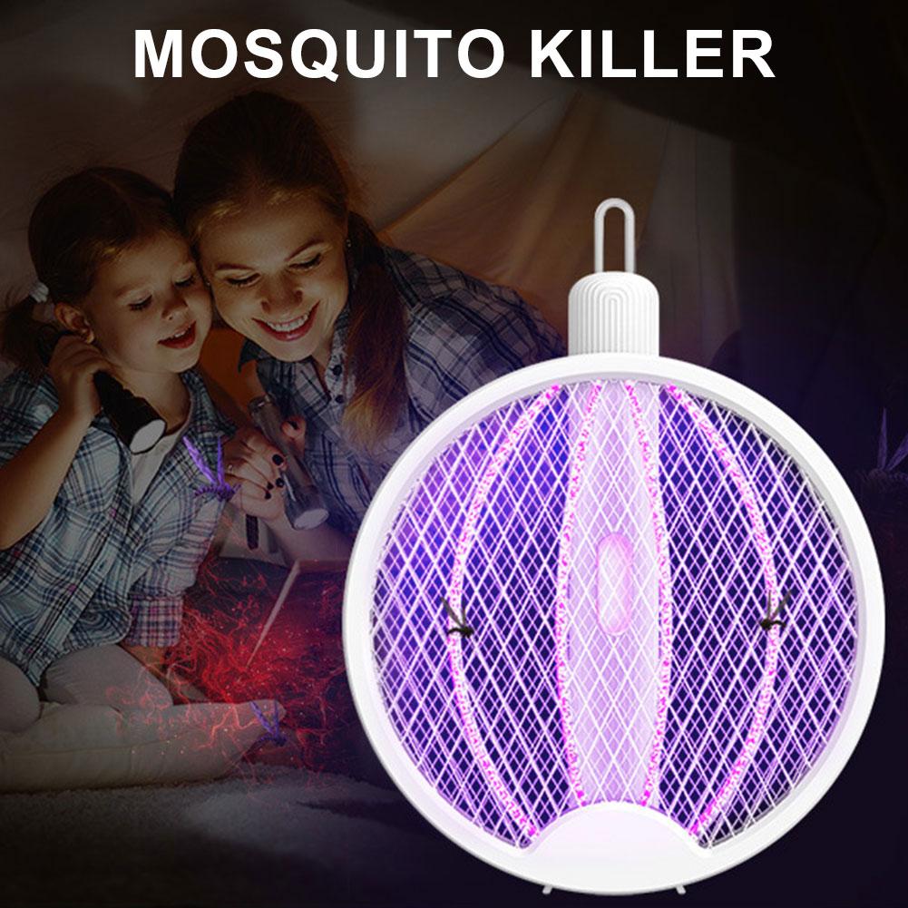 Foldable Bug Zapper Racket Rechargeable Electric Fly Swatter Safe Fly Killer and Mosquito Trap Lamp for Home Indoor Outdoor
