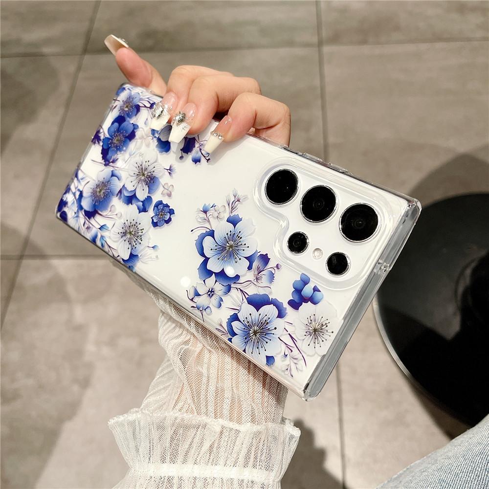 Suitable for Samsung Mobile Phone Case S25u a53 High permeability Electroplating Flowers S22 S24 Double Layer Printed Anti Fall Shell