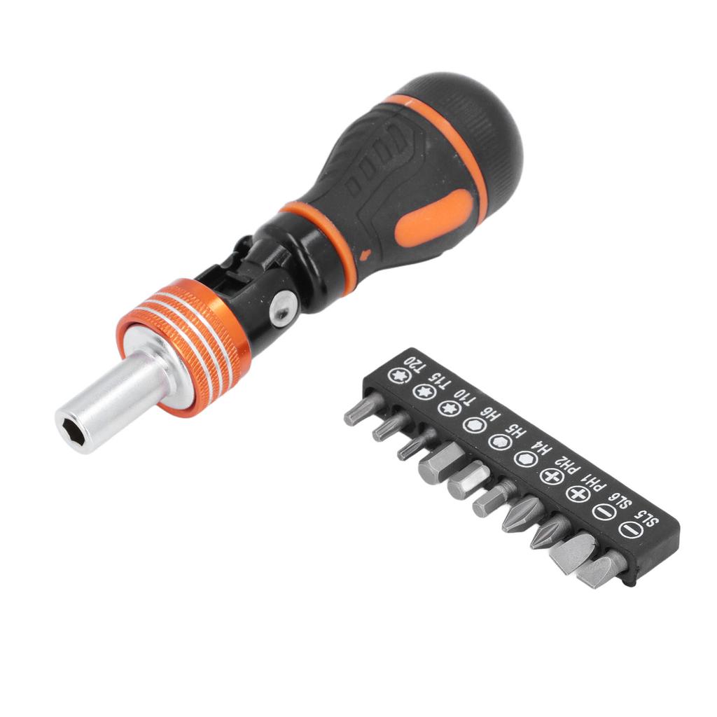 Ratcheting Screwdriver Bit Set 10 in 1 MultiBit Combination Adjustable Angled Multi Function Househo