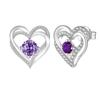 Multicolor Birthstone Ear Studs Heart Stud Earrings Birthday Gift For Women & Girls
