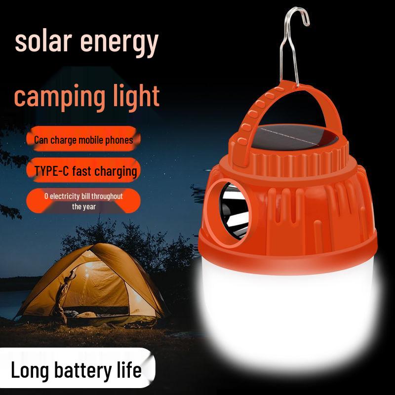Solar Rechargeable Camping Light with Ultra-Long Battery Life for Emergency and Mobile Use.