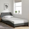 VidaXL Bed Frames with Headboard, Upholstered Bed with Slatted Base, Single Bed with Bedroom Footboard, Dark Grey 100x200 373126