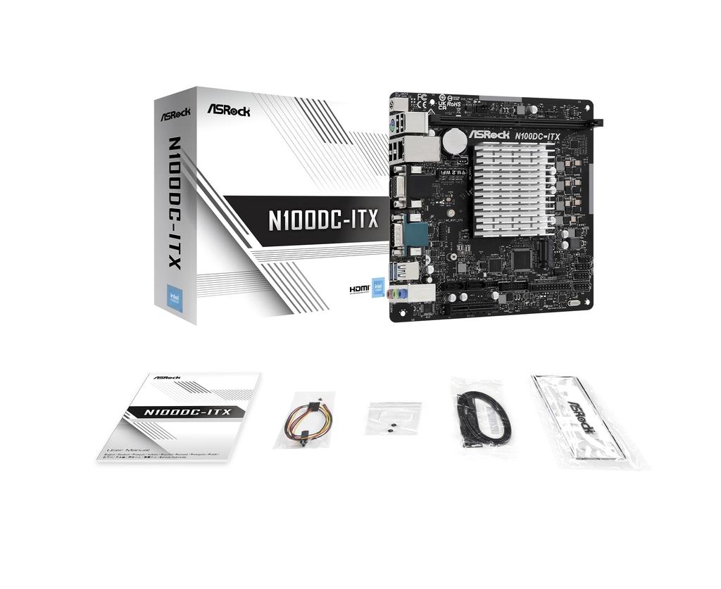 ASRock N100DC-ITX Onboard Fanless Motherboard with Intel N100 CPU, Mini ITX [Official Japanese Retailer Product]