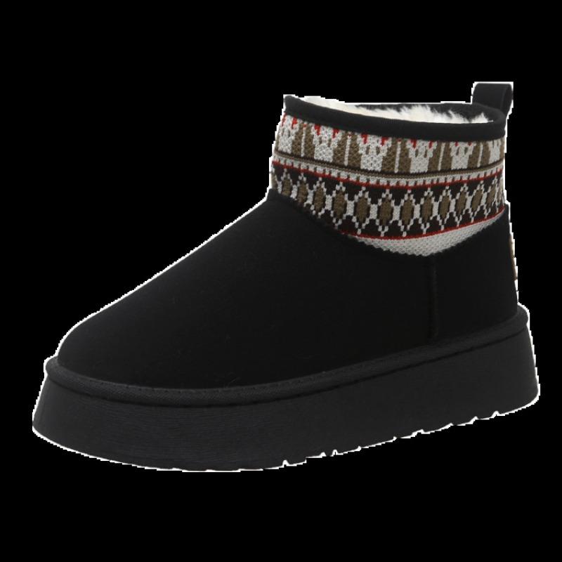 Large Size Tall Snow Boots for Women, New Velvet and Thickened Retro Cotton Shoes for Women In Autumn and Winter