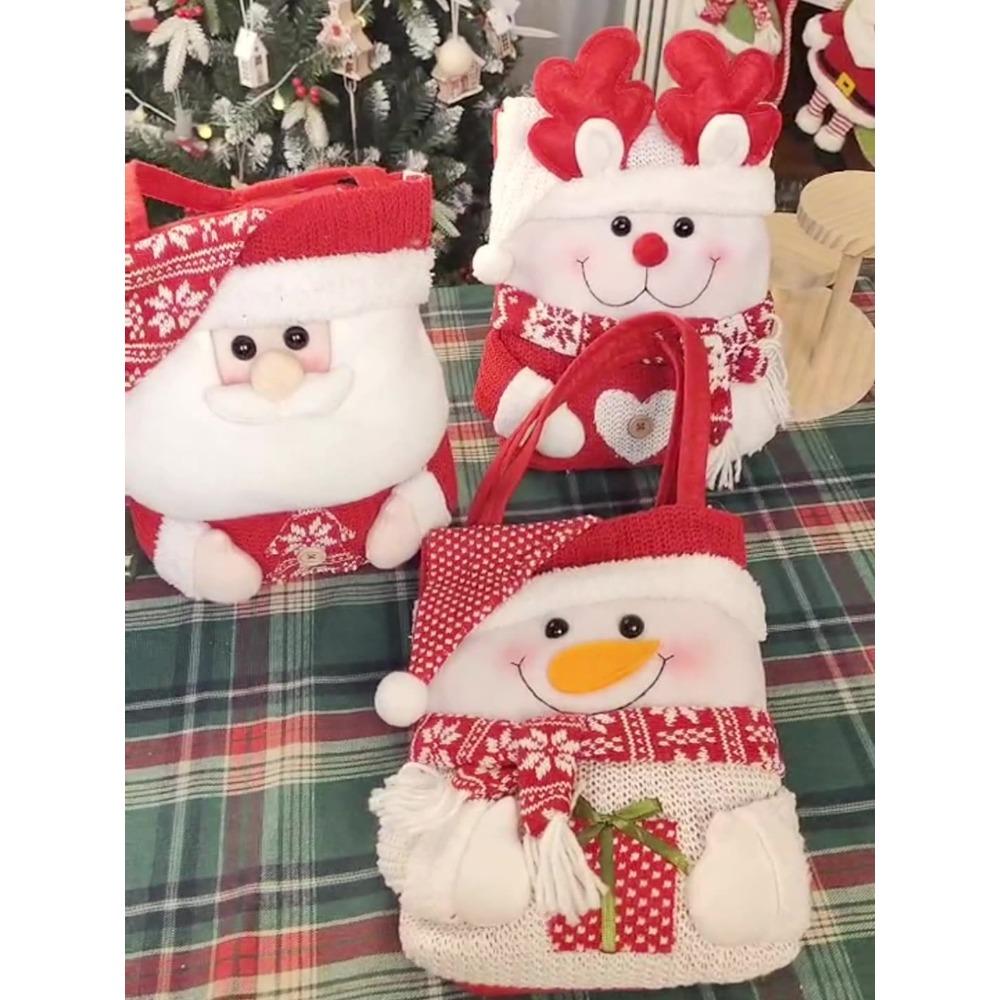Small Reusable Christmas Bags for Gifts Mini Santa Christmas Treat Bags Christmas Party Bags with Handles Holiday Christmas Gift Pouch Xmas Festival
