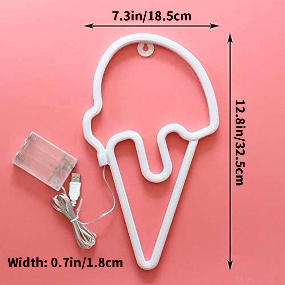 Ice Cream Neon Sign LED Light, Battery Or USB Powered Neon Light Up Signs, For KTV Pub Bar Party Home Bedroom Decorations Aesthetic Birthday Gifts