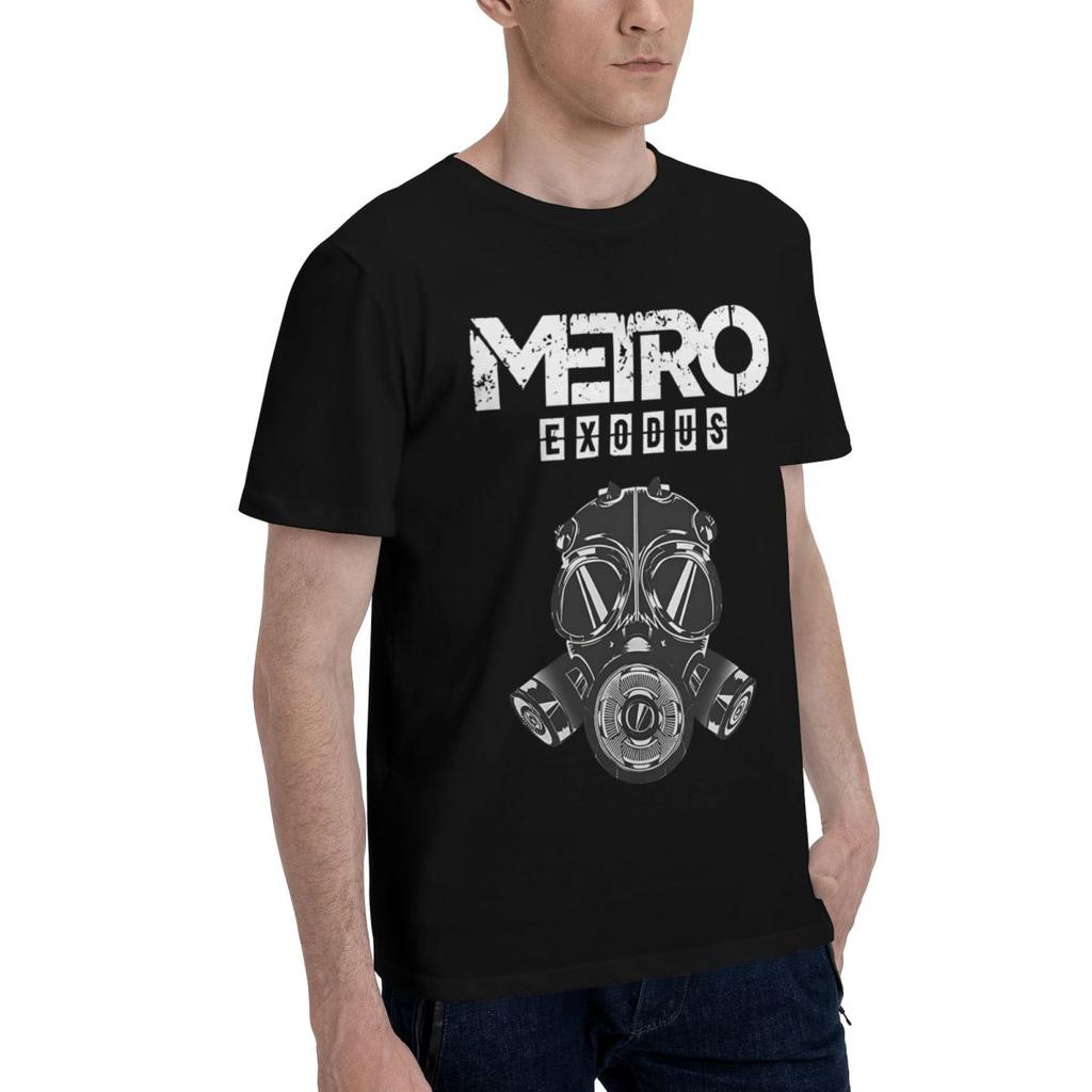 Metro Exodus Gas Mask Print 100 Cotton Casual Breathable Confortable Manga High End Mens Clothing Clothes Men