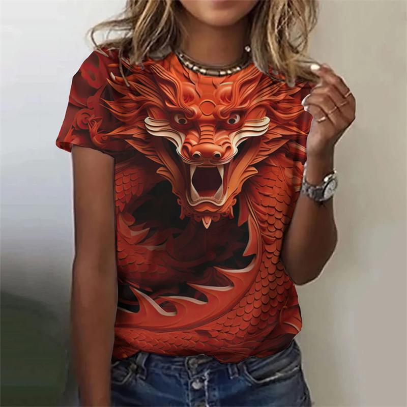 Chinese Dragon 3d Printing T-Shirt Women's Female T-Shirt Street Casual Funny T-Shirt Onlyfans Female Clothing Cosplay Tops Tee