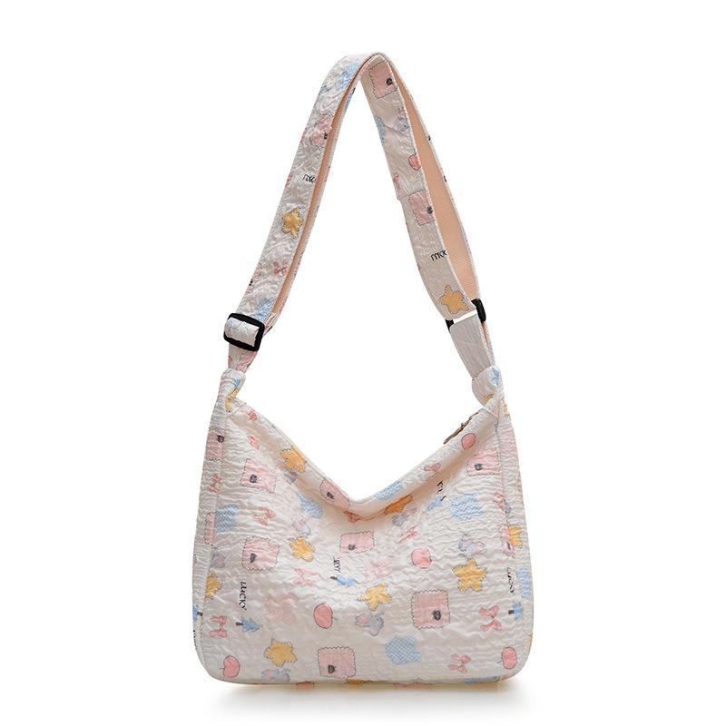 Niche Shoulder Bag Large Capacity Floral Messenger Bag Women's New Sweet Cartoon Tote Bag