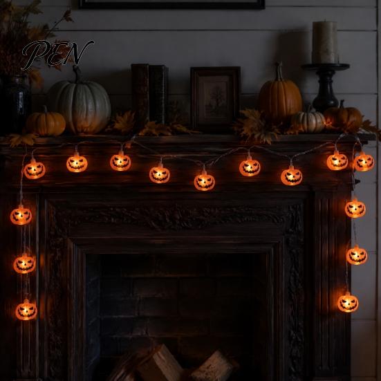 Battery Operated LED Lights Halloween String Lights, 10/20 Spooky Pumpkin Ghost Fairy Light, Portable Props for Indoor Outdoor Home Yard Patio