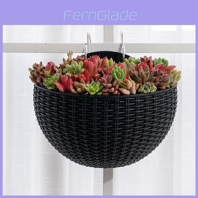 Wall Mount Planter With Rattan Style Wicker Design For Indoor Garden Decor