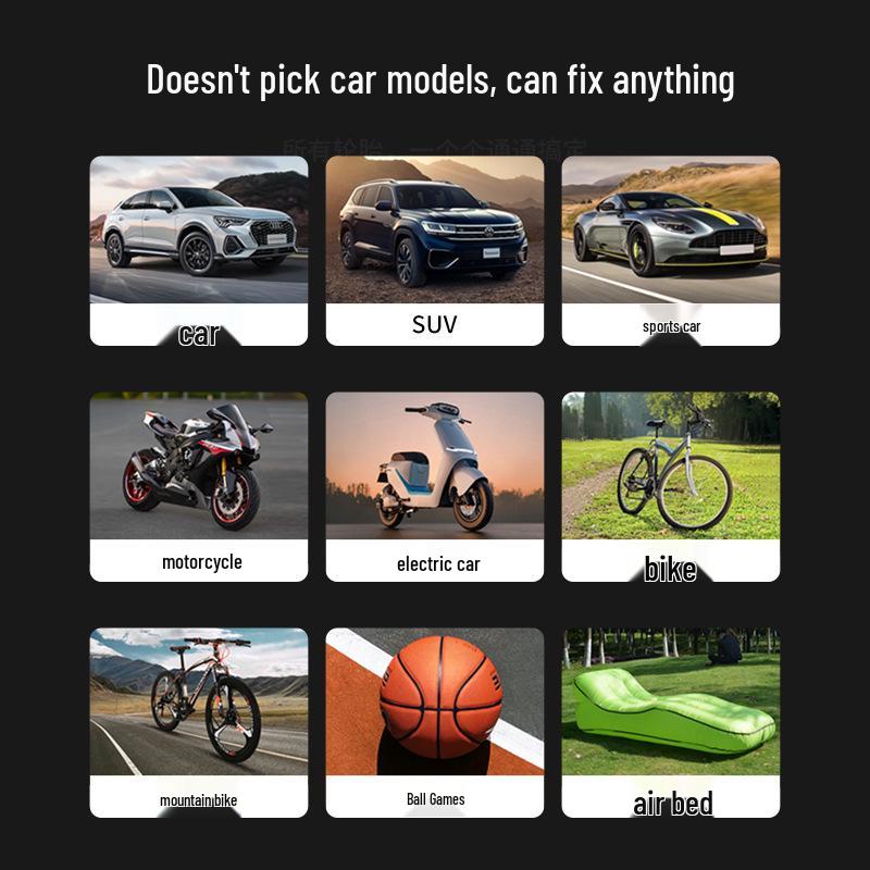 Gonfleur de Pneu de Voiture Portable & Démarreur de Secours avec Manomètre