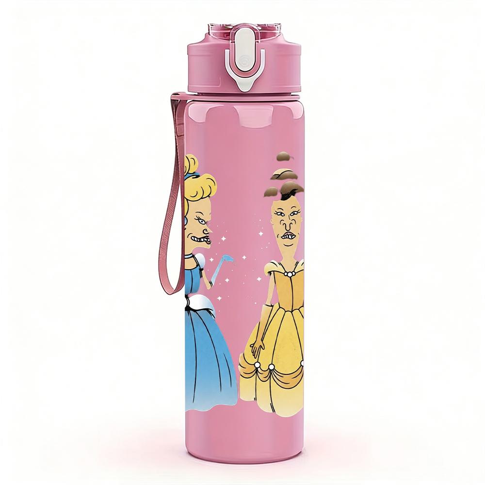 1PC Vintage Royal Princess Cartoon Lady Print 750ml Portable Sports Water Bottle Leakproof Gym Outdoor Travel Drink Cup