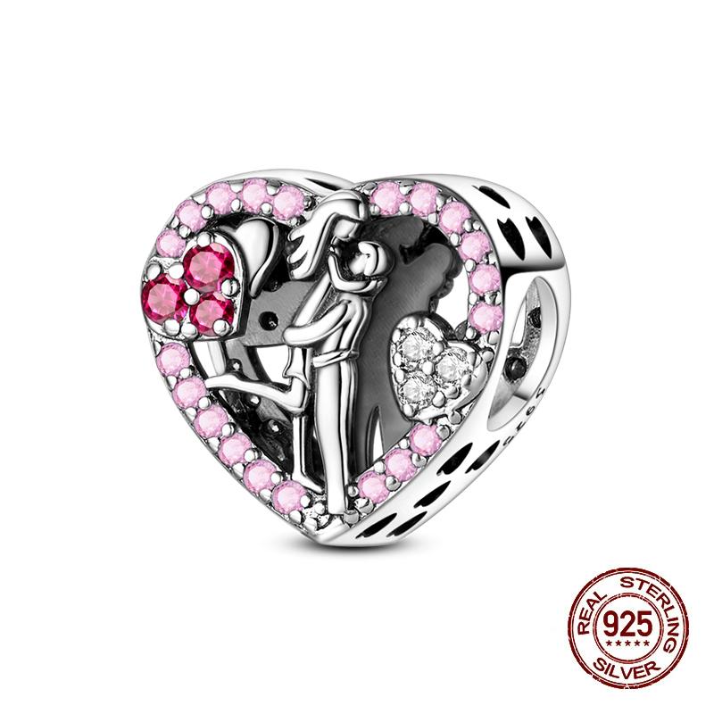 Neue Kupfer Romantische Liebesbrief Hochzeit Ringe Charms Perlen Passend für 3mm Original Armband DIY Schmuck Verlobungsgeschenke