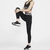 Nike Pro High-Waisted Slim Fit Letter Dry Comfortable Nine-Point Sports Trousers Women Bottoms Black White FV7389010
