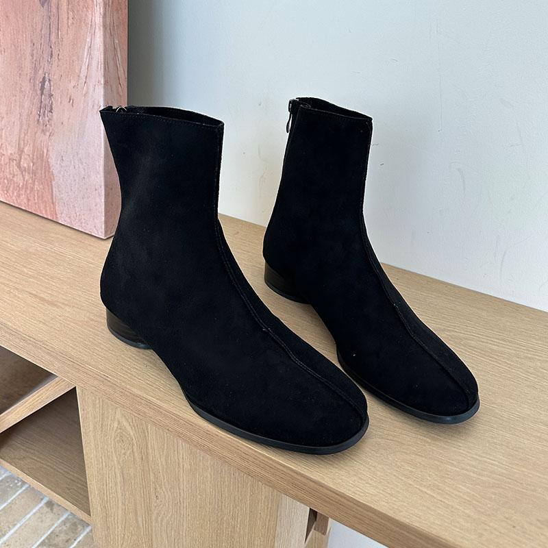 

Модная женская обувь на круглом каблуке Модные флоковые женские эластичные ботильоны до щиколотки с круглым носком Женские короткие современные ботинки Молнии Обувь Туфли-лодочки 35 чёрный