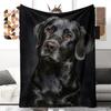 Labrador Printed Flannel Blanket Black Dog Blanket Pet Blanket Dog Lovers Gift Blanket