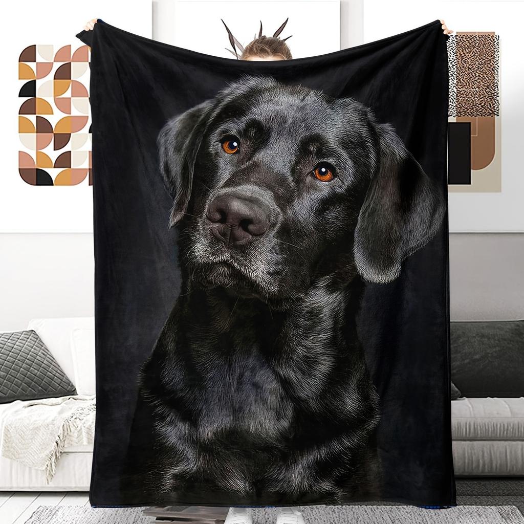 Labrador Printed Flannel Blanket Black Dog Blanket Pet Blanket Dog Lovers Gift Blanket