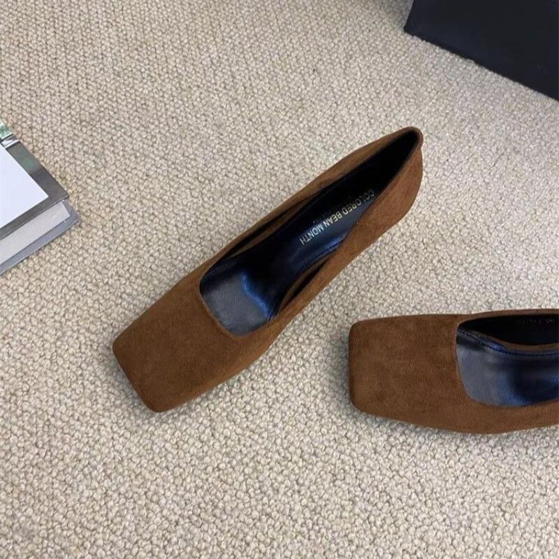 Pumps Ladies Shoe Female Square Toe Sandals 2024 Trend Simplicity Slip-On Footwear Elegant Career Women High Heels Shoes