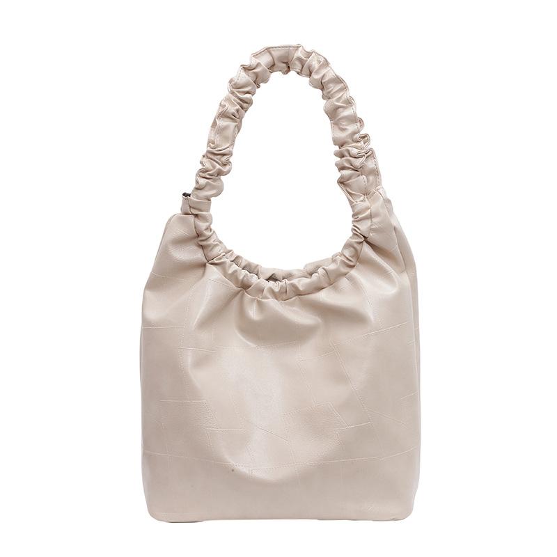 Large capacity underarm bag women's new simple pleated portable shoulder bag texture class commuter tote bag