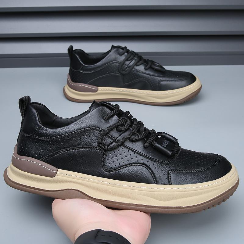 New Men's Shoes Summer Hollow Leather Breathable Crooked Clown Shoes Trend Versatile Casual White Shoes Men's Board Shoes