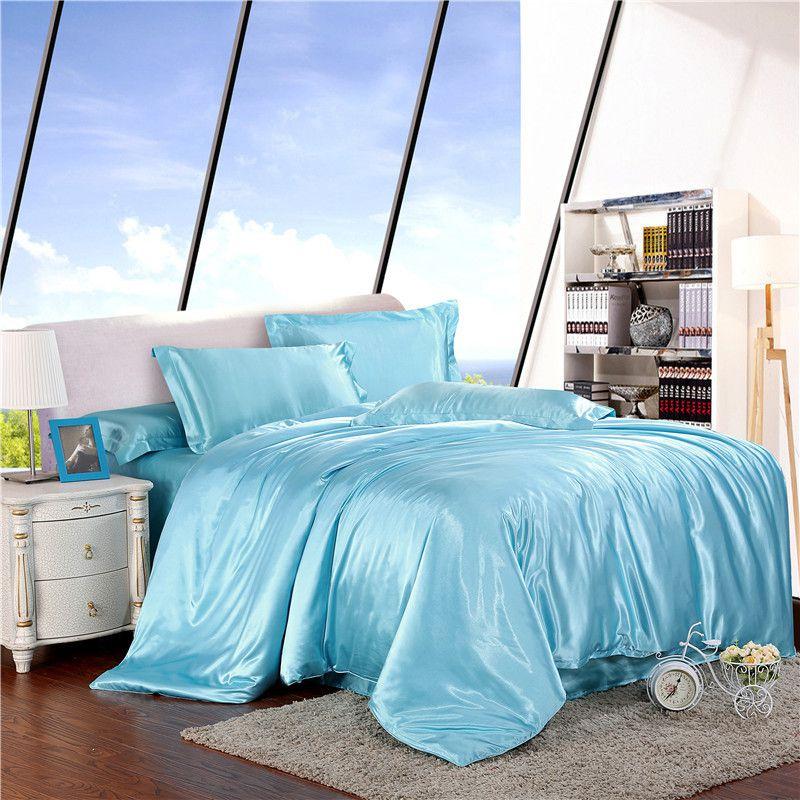 Luxurious Satin Silk Bedding Set 4pc With Comfortable Fitted Sheet And Pillow Case