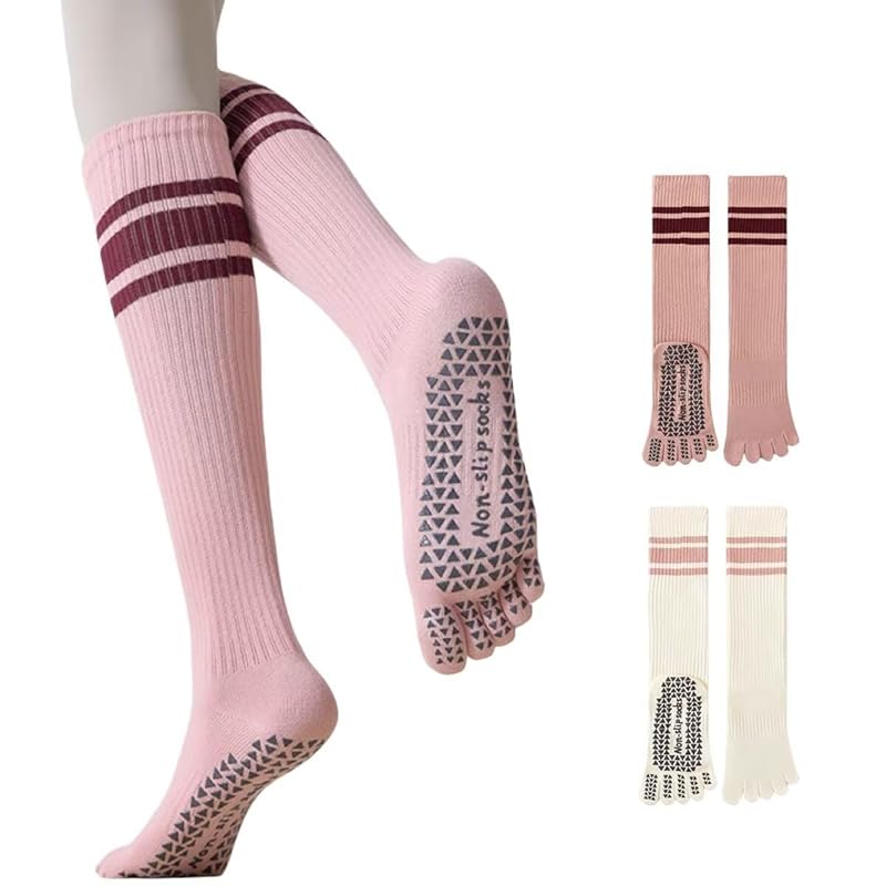 

[Lifemaster] yoga socks pilates socks anti-slip Antibacterial and deodorizing grip socks 5 fingers socks 22-25cm yoga dance fitness training ladies
