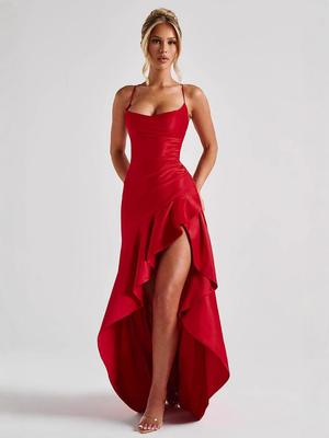 2025 European & American Summer Sexy Women's Backless Ruffle Dress