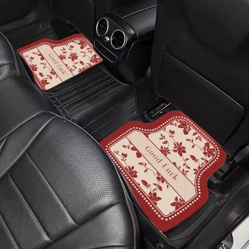 New Chinese-Style Car Floor Mats, Universal, Dirt-Resistant, Earthy Red, with a Sense of Atmosphere, Can Be Cut, Diatomaceous Earth Car Carpet Mats