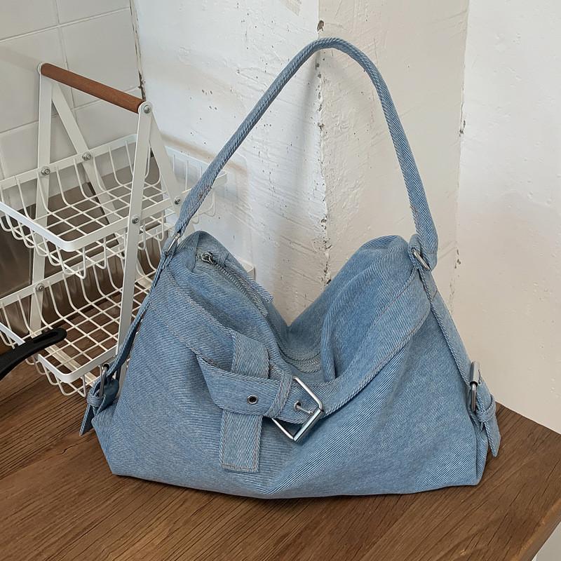 IELGY Denim Bag Summer Fashion All-Match One-Shoulder Large-Capacity Commuter Tote Bag