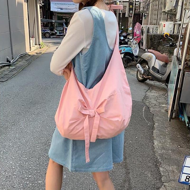 

Student Tote Bags for Girl Sweet Korean Fashion Bowknot Handbags for Women Portable Makeup Canvas Bag Pencil Case Storage Bags