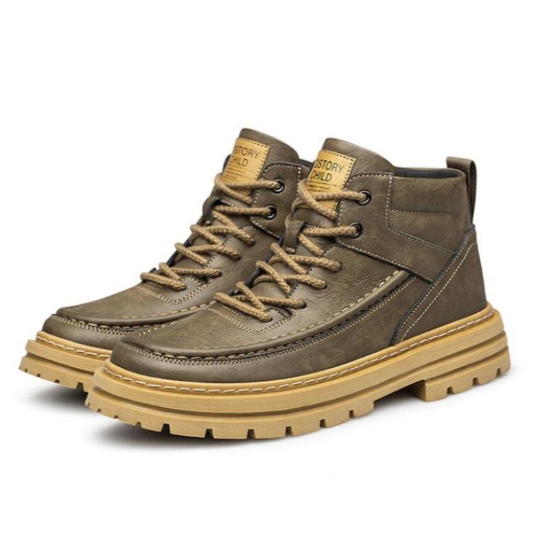 Fashion Men's Boots Genuine Leather Shoes High Quality Lace Up Motorcycle Boots  Men Casual Shoes