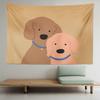 Cute Poodle Dog Leash Tapestry Wall Hanging Minimalist Cartoon Puppy Pastel Kawaii Aesthetic Wall Art Bedroom Dorm Decor