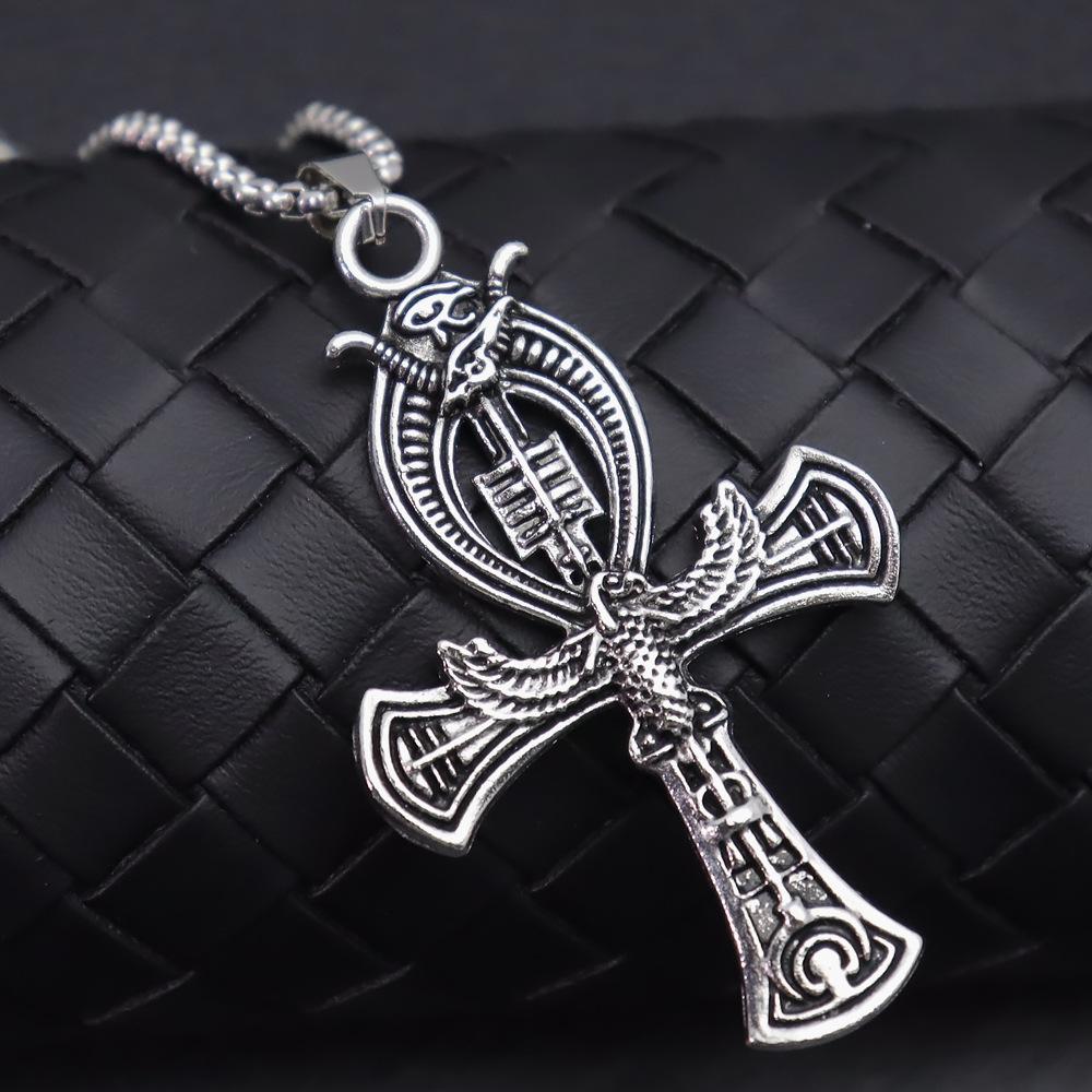 European-American Ankh Necklace: Unisex Eye of Horus Cross