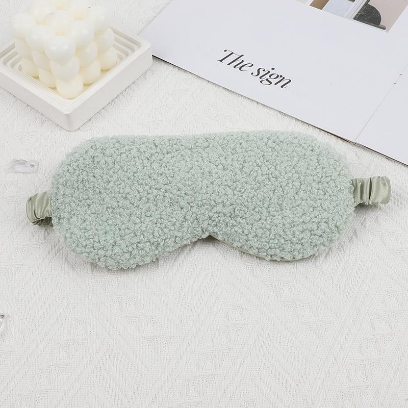 Plush Eye Mask with Elastic Band, Ear-Friendly, Lamb Wool, Solid Color, High-Style Silk Imitation for Napping.