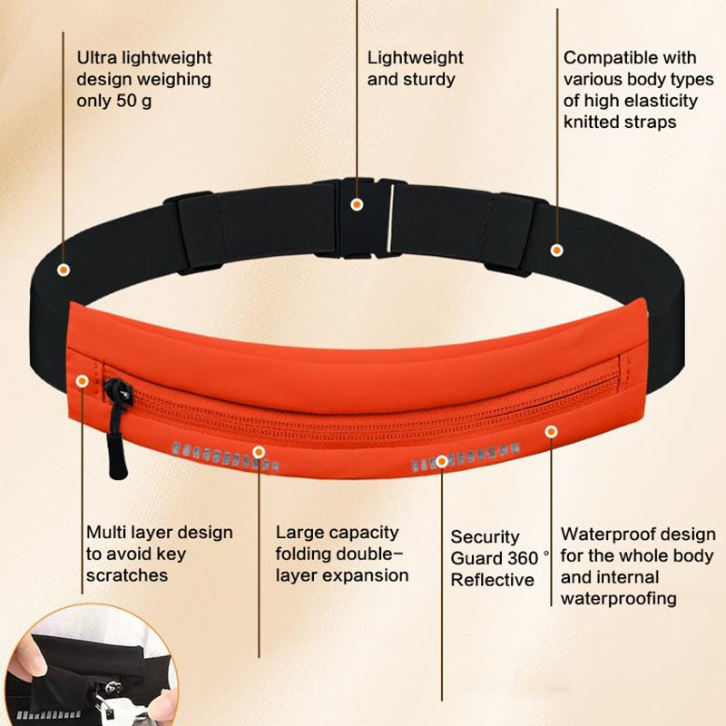 Elastic Invisible Foldable Running Waist Bag With Large Capacity For Sports And Fitness Discreet Portable Storage Solution 1Pc
