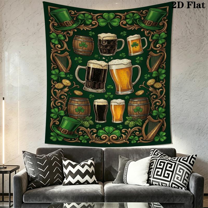 St.Patrick's Day Wall Tapestry Aesthetic Wall Hanging Printed Fabric Blanket Decorative Tapestries for Bedroom Living Room Home Decor