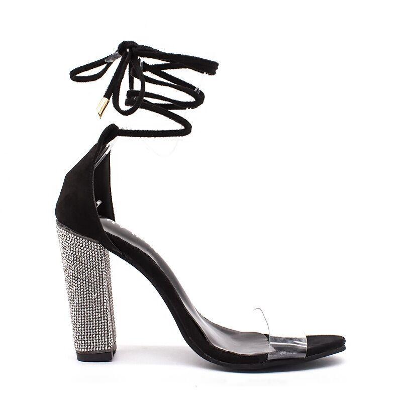 2025 New Nude Thick High Heels Foreign Trade Large Size European and American Sandals Spot Women's Sandals