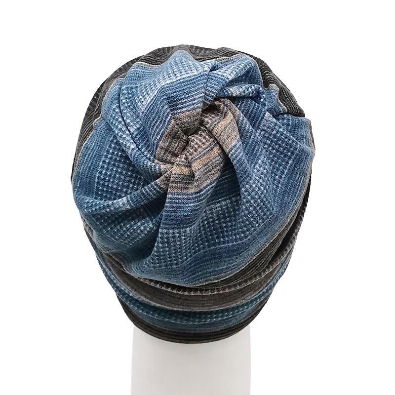 Autumn and Winter Striped Toe Cap Pile Cap for Men and Women, Windproof and Warm, Brimless Cap for Outdoor Use