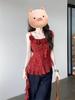 Women's French Retro Ruffle Red Camisole - Summer 2025 Irregular Pretty Top